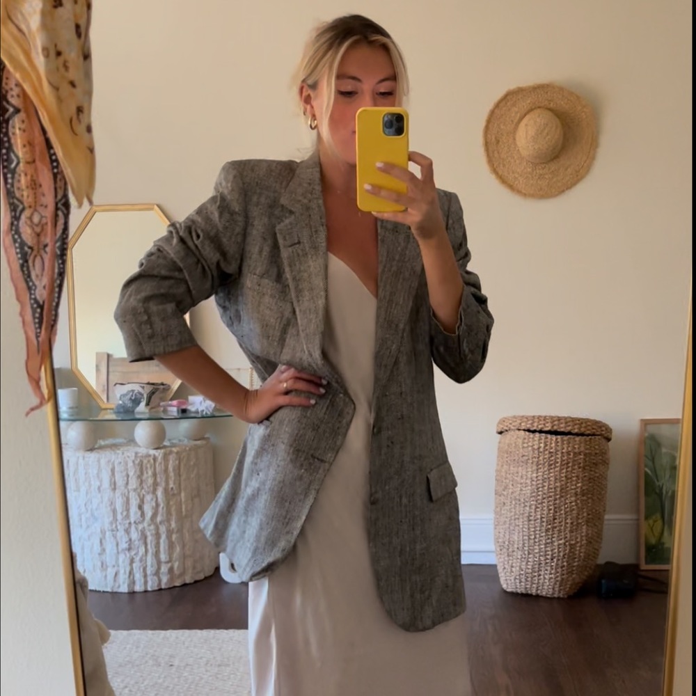 Oversized Lanvin Vintage Tweed Plaid Blazer - Picture 3 of 8